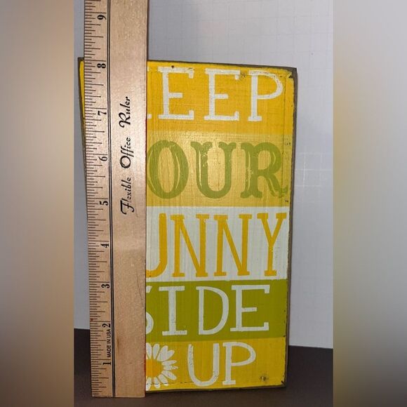 Rustic Wooden KEEP YOUR SUNNY SIDE UP Sign - 8" cheer wall shelf decor - Picture 4 of 4